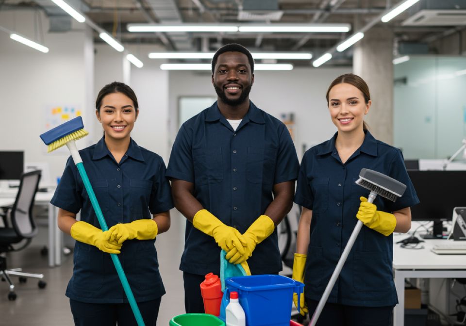 Professional cleaner smiling, representing No Rest 24 team.